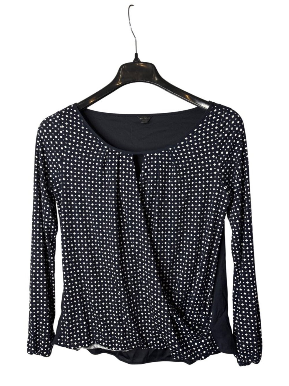Ann Taylor Blouse Top Size S Crossover Front Keyhole Geometric Solid Back